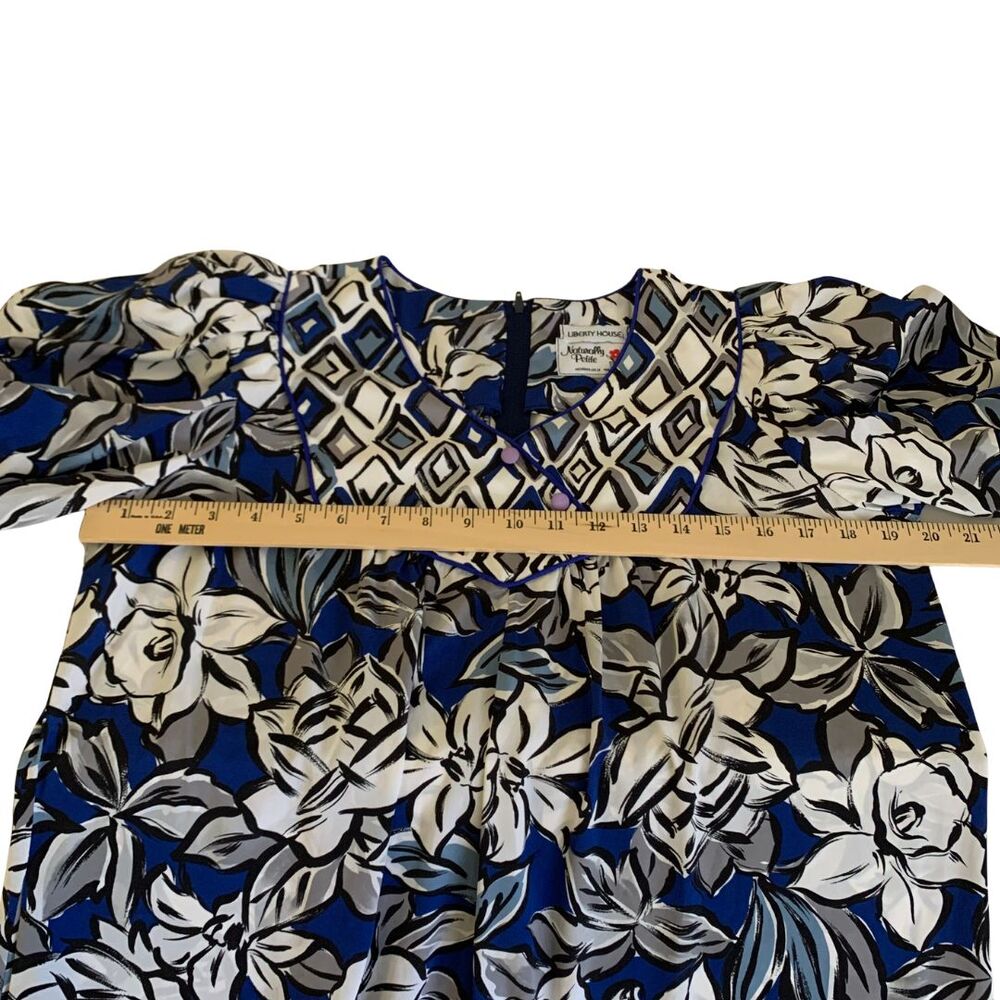 Vintage Liberty House Hawaiian Muu Muu Dress Naturally Petite Blue Floral - Picture 12 of 12